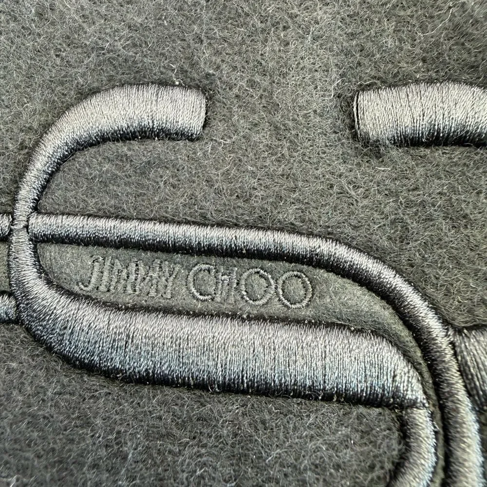 Jimmy Choo NWT Black Monogram Embroidered Fringe Scarf